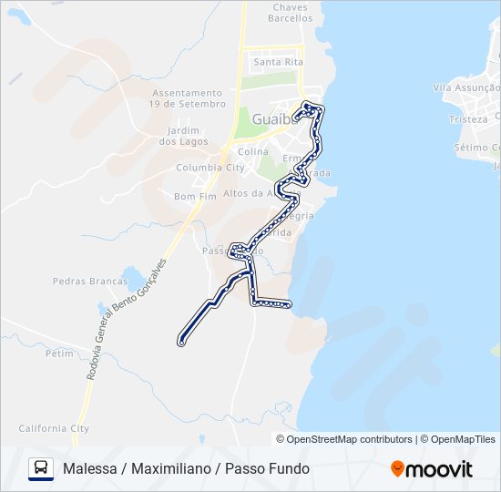 Mapa da linha 603 PASSO FUNDO / MALESSA / MAXIMILIANO / CENTRO de ônibus