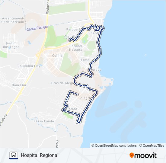 Mapa da linha 634 VILA IOLANDA / HOSPITAL REGIONAL VIA A. FOQUES de ônibus