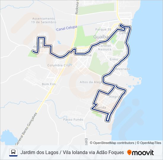 Mapa da linha 518 JARDIM DOS LAGOS / VILA IOLANDA VIA ADÃO FOQUES de ônibus