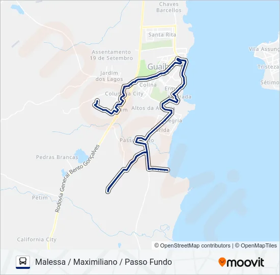 656 PASSO FUNDO / MALESSA / MAXIMILIANO / SÃO FRANCISCO Bus Line Map