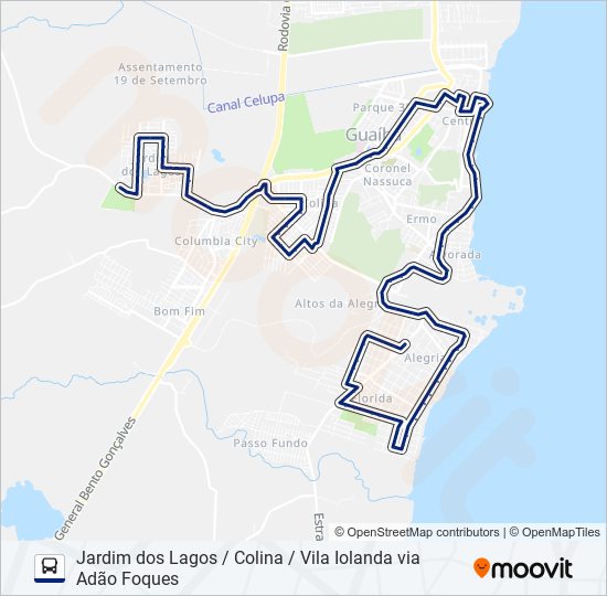 Mapa da linha 513 JARDIM DOS LAGOS / COLINA / VILA IOLANDA VIA ADÃO FOQUES de ônibus