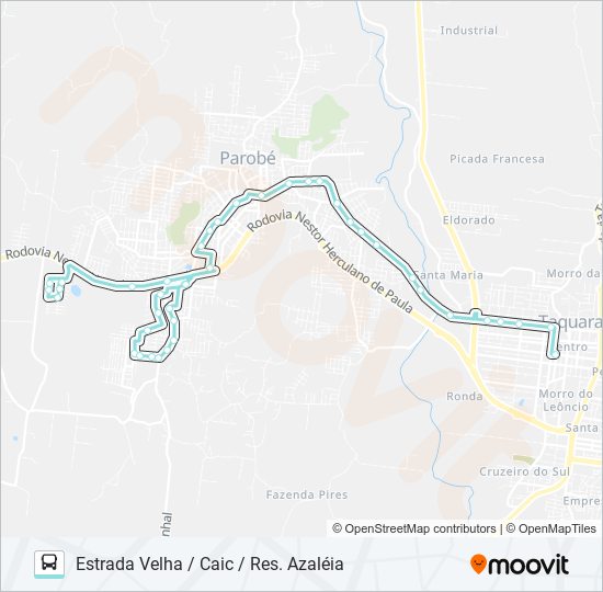 Mapa da linha R700 TAQUARA / PAROBÉ de ônibus
