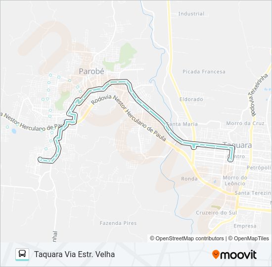 Mapa da linha R700 TAQUARA / PAROBÉ de ônibus