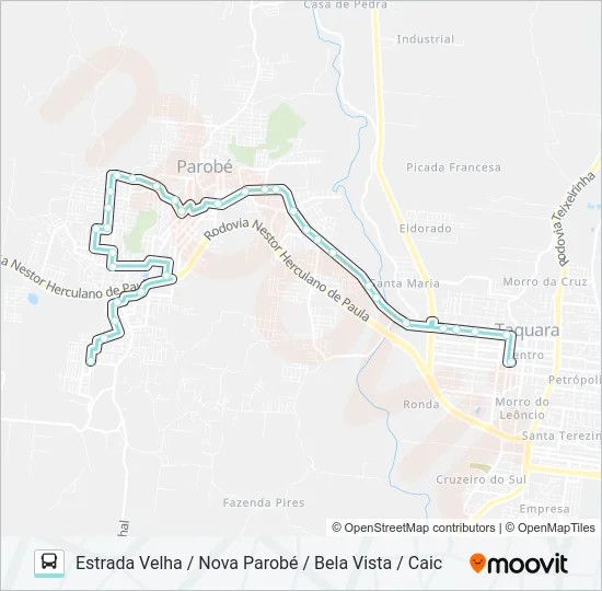 R700 TAQUARA / PAROBÉ Bus Line Map