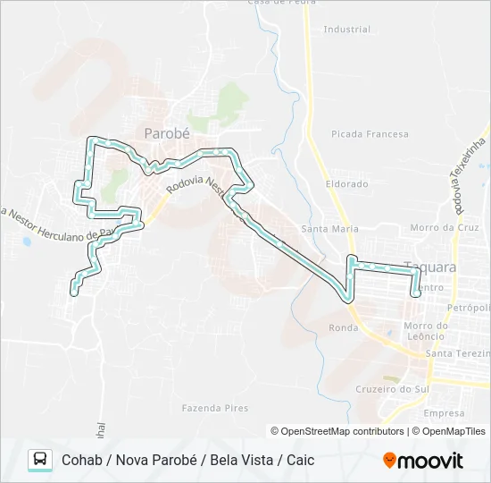 R700 TAQUARA / PAROBÉ Bus Line Map