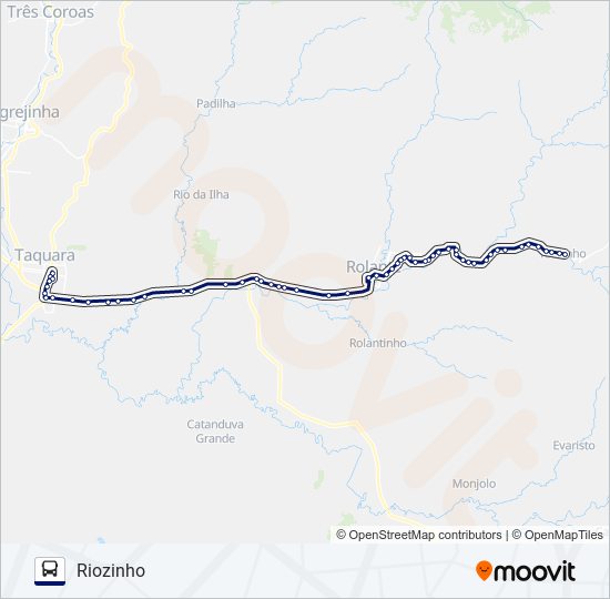 Mapa da linha 0542 TAQUARA - RIOZINHO de ônibus