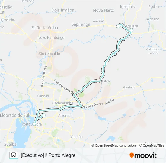 W814 PAROBÉ / PORTO ALEGRE Bus Line Map
