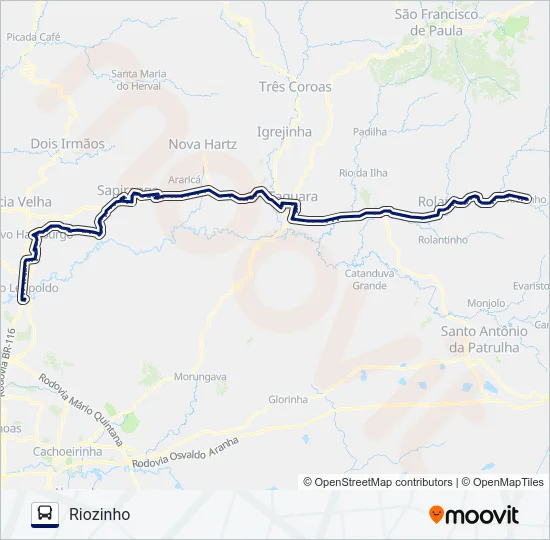 2073 SÃO LEOPOLDO - RIOZINHO Bus Line Map