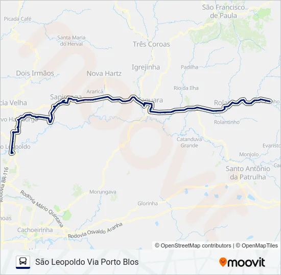 2073 SÃO LEOPOLDO - RIOZINHO Bus Line Map