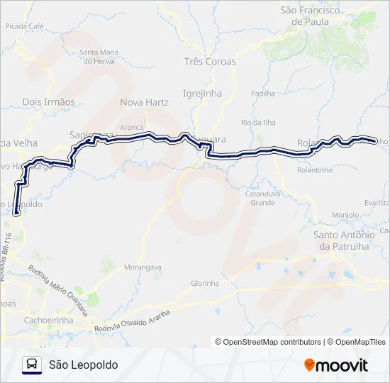 2073 SÃO LEOPOLDO - RIOZINHO Bus Line Map