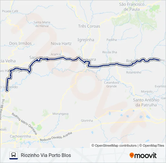 2073 SÃO LEOPOLDO - RIOZINHO Bus Line Map