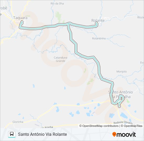 Mapa da linha R545 TAQUARA / SANTO ANTÔNIO de ônibus