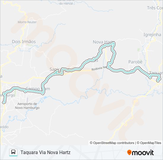 Mapa da linha R710 TAQUARA / NOVO HAMBURGO de ônibus