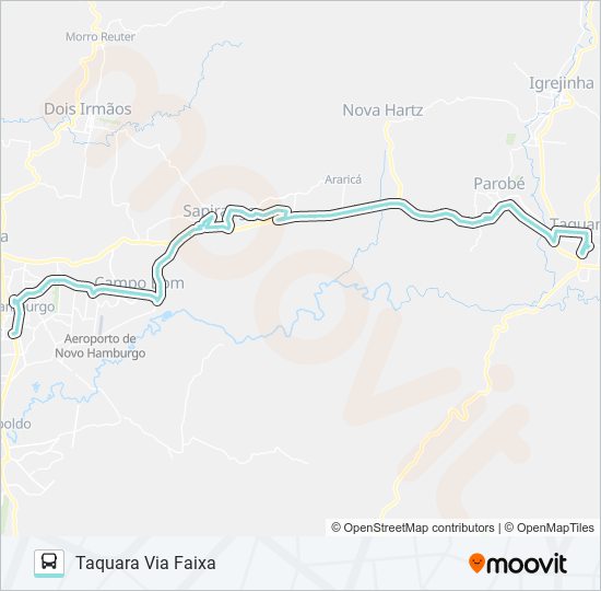 Mapa da linha R721 TAQUARA / NOVO HAMBURGO de ônibus