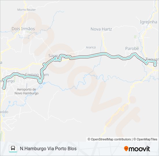 Mapa da linha R721 TAQUARA / NOVO HAMBURGO de ônibus