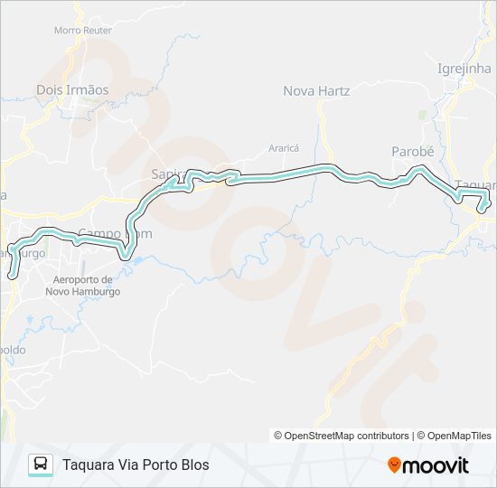 Mapa da linha R721 TAQUARA / NOVO HAMBURGO de ônibus