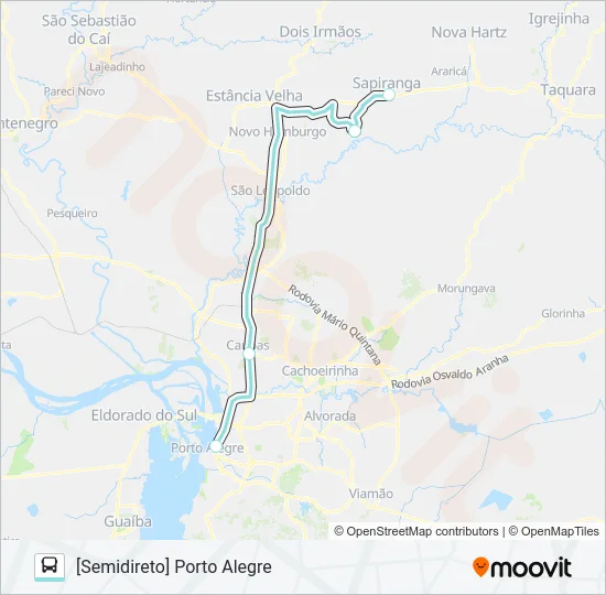 N820 SAPIRANGA / PORTO ALEGRE Bus Line Map