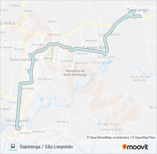 Mapa de R712 SAPIRANGA / SÃO LEOPOLDO de autobús