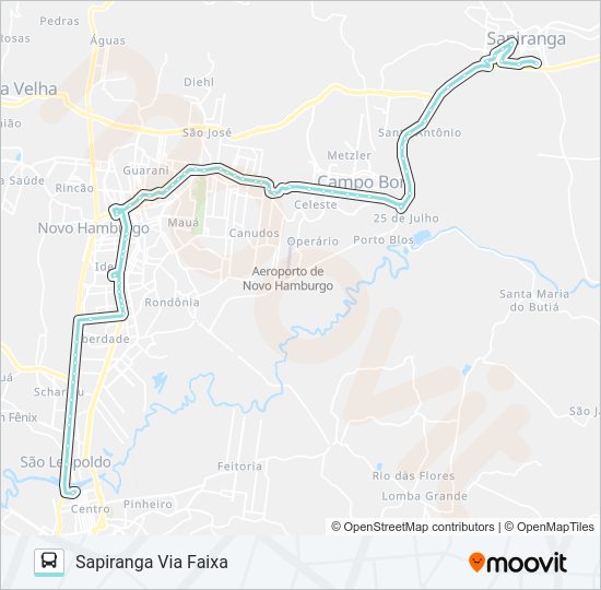 Mapa da linha R712 SAPIRANGA / SÃO LEOPOLDO de ônibus