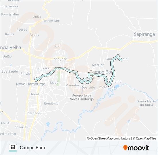 Mapa da linha R053 CAMPO BOM / NOVO HAMBURGO de ônibus