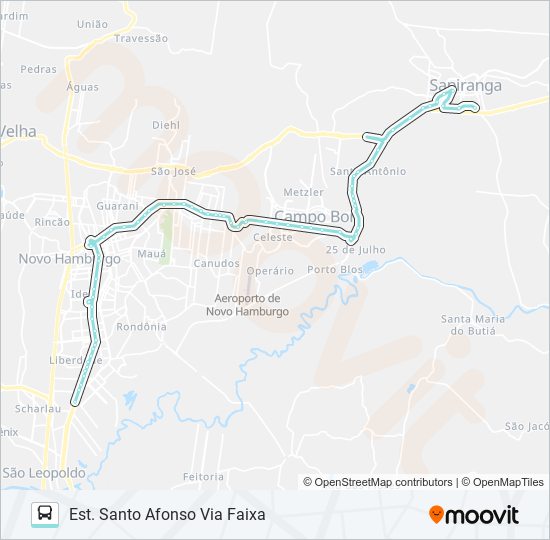 Mapa da linha R720 SAPIRANGA / NOVO HAMBURGO de ônibus