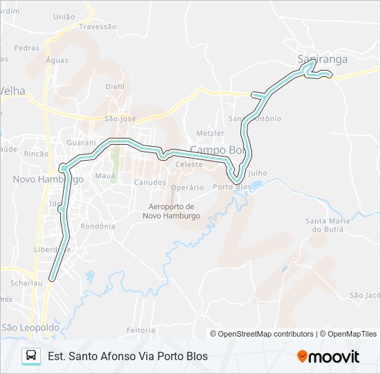 Mapa da linha R720 SAPIRANGA / NOVO HAMBURGO de ônibus