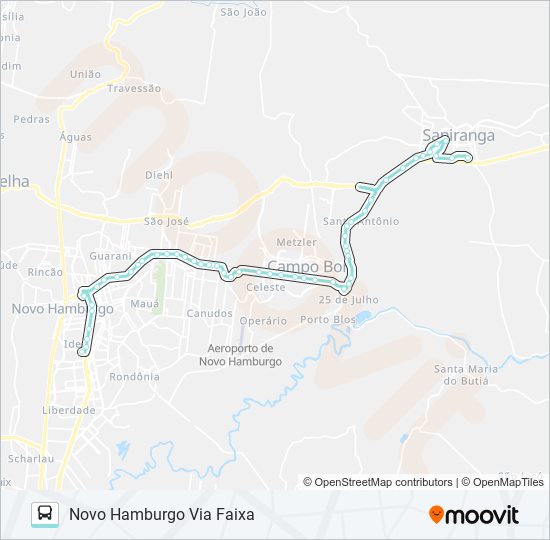 Mapa da linha R720 SAPIRANGA / NOVO HAMBURGO de ônibus