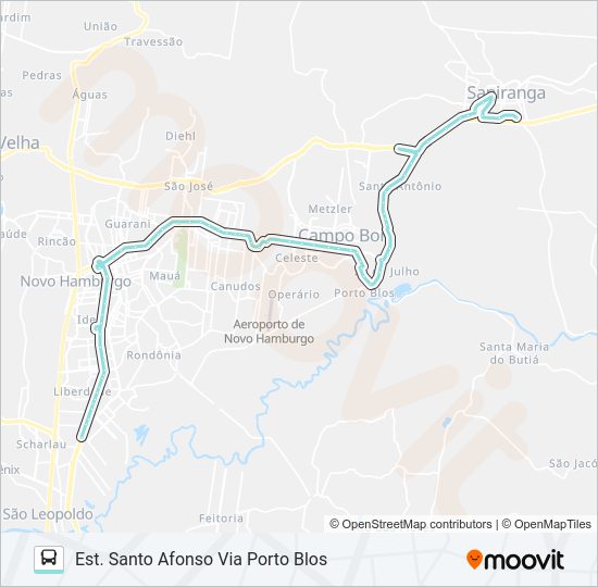 Mapa da linha R720 SAPIRANGA / NOVO HAMBURGO de ônibus