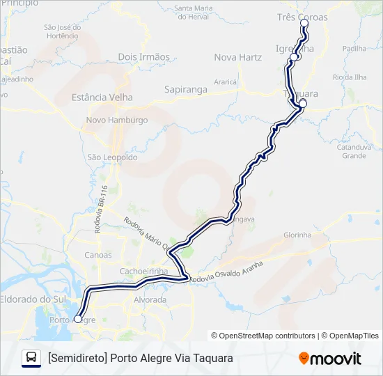 2272 PORTO ALEGRE / TRÊS COROAS Bus Line Map