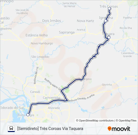 2272 PORTO ALEGRE / TRÊS COROAS Bus Line Map