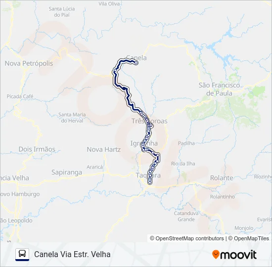 0722 TAQUARA - CANELA (VIA RS-115) Bus Line Map
