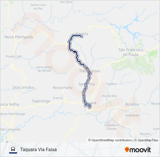 0722 TAQUARA - CANELA (VIA RS-115) Bus Line Map