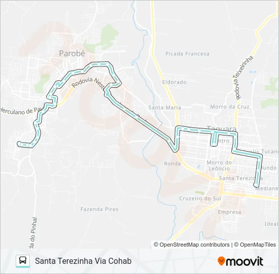 R701 VILA SANTA TEREZINHA / PAROBÉ Bus Line Map