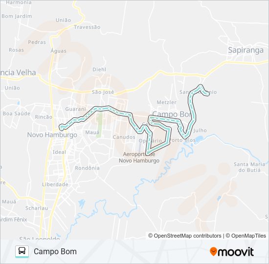 Mapa de R052 CAMPO BOM (T3A) / NOVO HAMBURGO de autobús