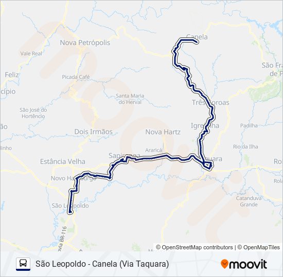 0508 SÃO LEOPOLDO - CANELA (VIA TAQUARA) bus Line Map