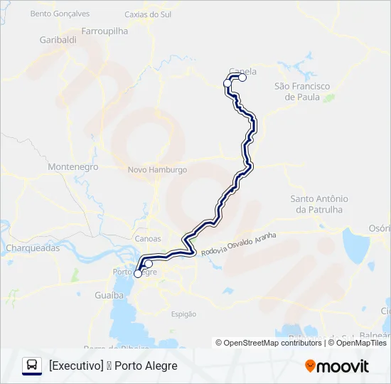 0692 PORTO ALEGRE - CANELA (VIA GRAMADO) Bus Line Map