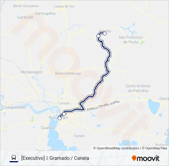 0692 PORTO ALEGRE - CANELA (VIA GRAMADO) Bus Line Map