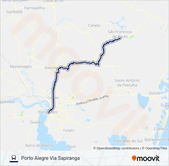 0971 PORTO ALEGRE / SÃO FRANCISCO DE PAULA Bus Line Map