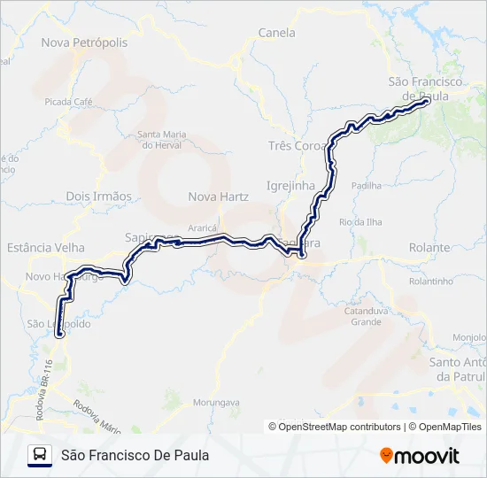 2116 SÃO LEOPOLDO / SÃO FRANCISCO DE PAULA Bus Line Map