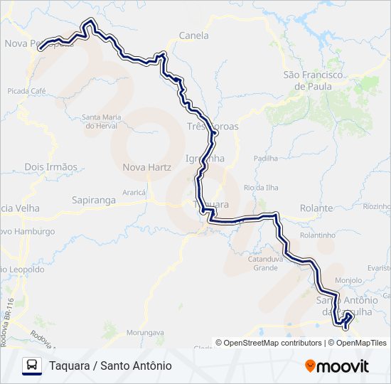 Mapa da linha 1685 CAXIAS DO SUL - SANTO ANTÔNIO (VIA GRAMADO) de ônibus