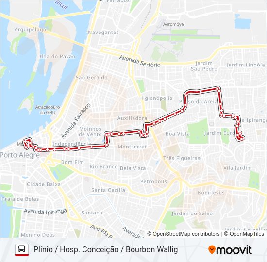 Mapa da linha LOTAÇÃO 50.2 IAPI de ônibus