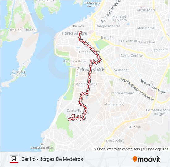 Mapa da linha LOTAÇÃO 02.1 MENINO DEUS de ônibus