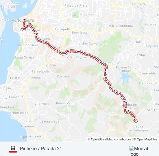 Mapa da linha LOTAÇÃO 30.2 PARTENON / PINHEIRO de ônibus