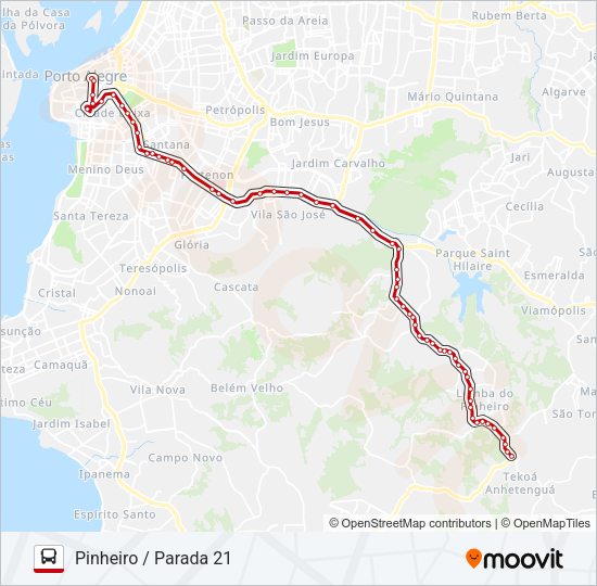 Mapa da linha LOTAÇÃO 30.2 PARTENON / PINHEIRO de ônibus