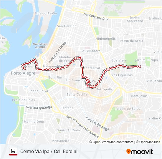Mapa da linha LOTAÇÃO 50.31 MONT' SERRAT - IPA de ônibus