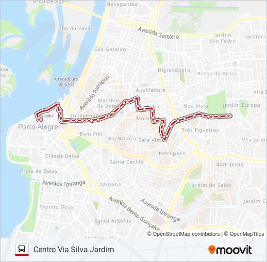 Mapa da linha LOTAÇÃO 50.3 MONT' SERRAT - ANITA de ônibus