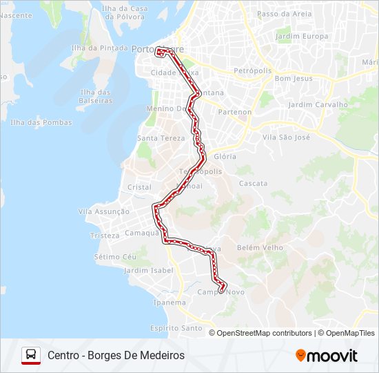 Mapa da linha LOTAÇÃO 20.2 OTTO / TERESÓPOLIS / CAMPO NOVO de ônibus