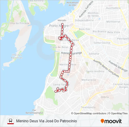 LOTAÇÃO 02.11 MENINO DEUS VIA JOSÉ DO PATROCÍNIO Bus Line Map