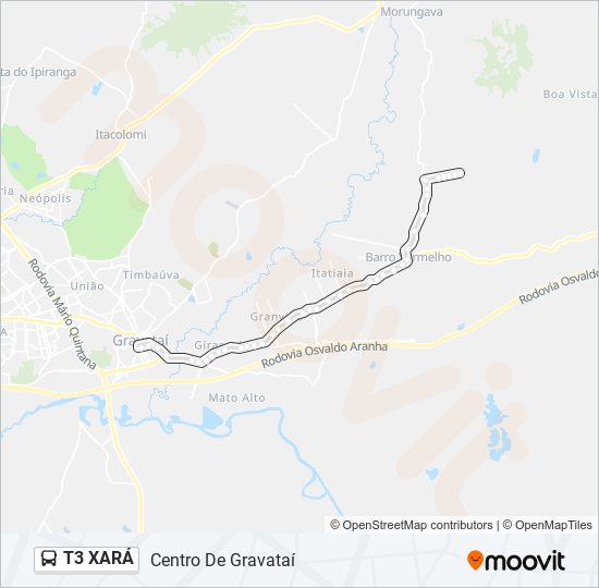 T3 XARÁ bus Line Map
