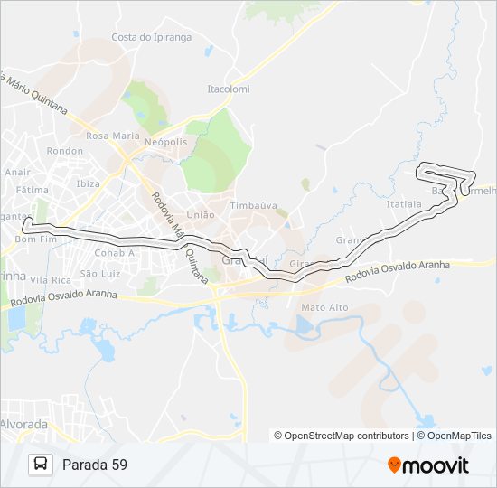 Mapa da linha T2 PADRE RÉUS de ônibus